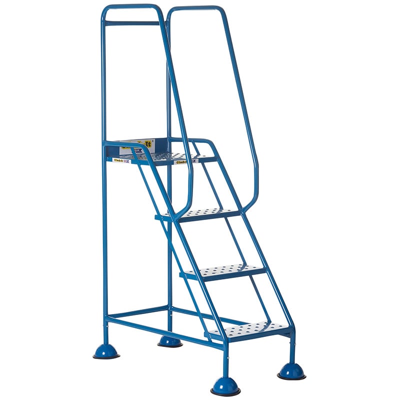 Climb-It 4 Tread Domed Feet Steps - Punched Metal Treads - 1725 x 580 x 985mm - Blue