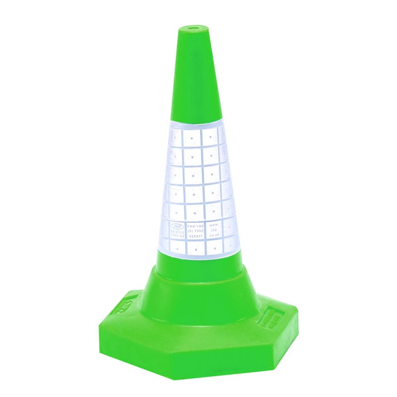Coloured Cones With Reflective Sleeves Green 500mm