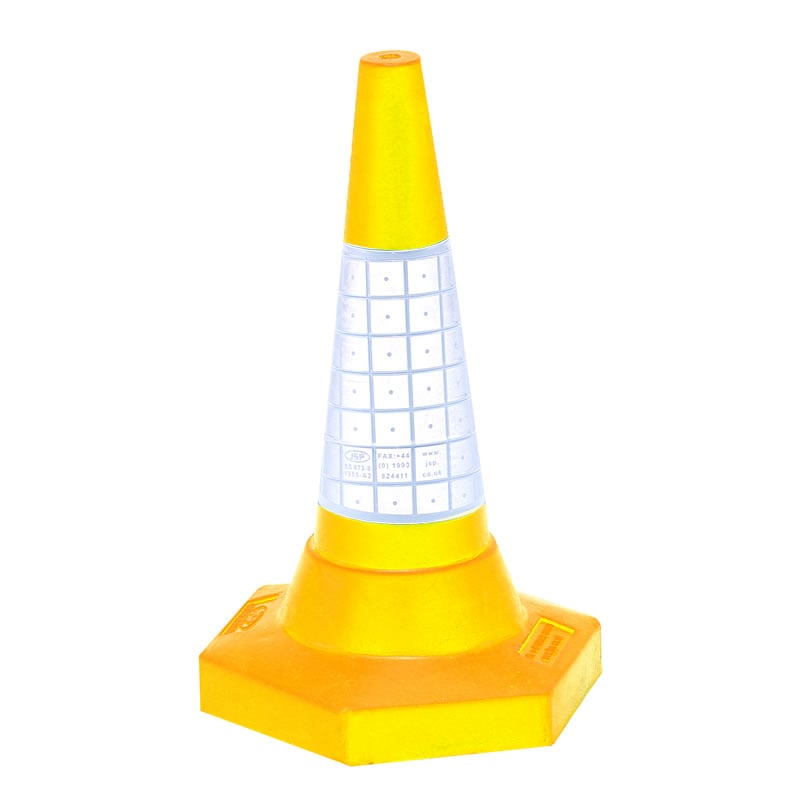 Coloured Cones With Reflective Sleeves Yellow 500mm
