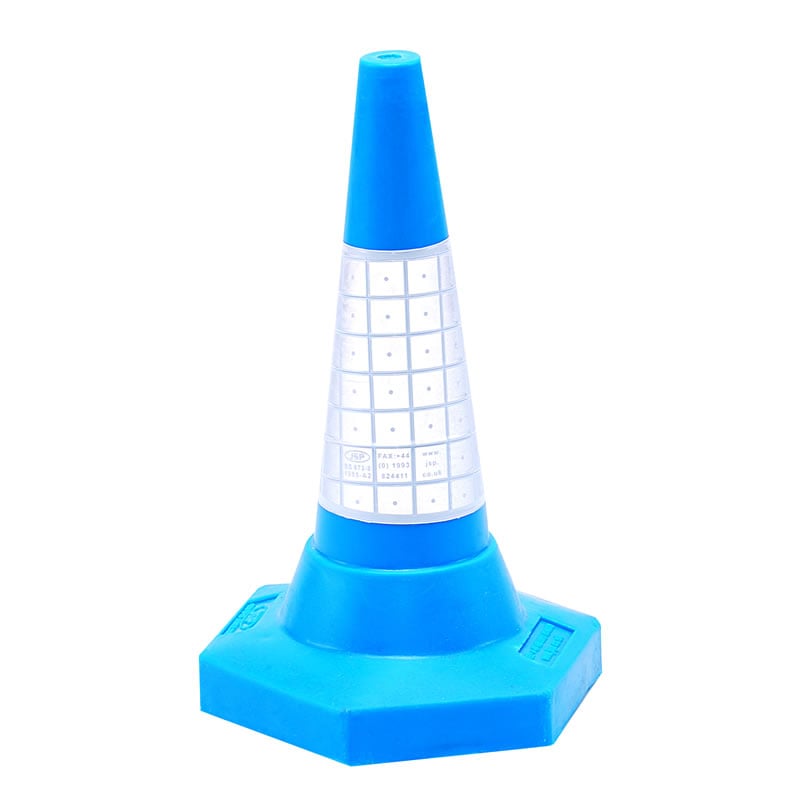 Coloured Cones With Reflective Sleeves Blue 500mm