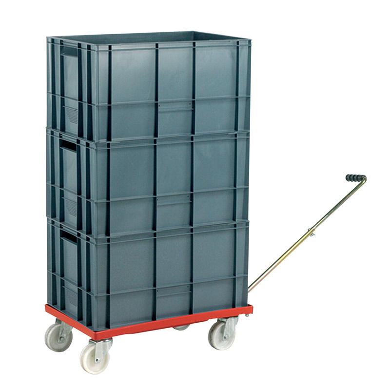 Euro Container Dolly with handle & 3 x 60L Euro Containers - 1110 x 420 x 625