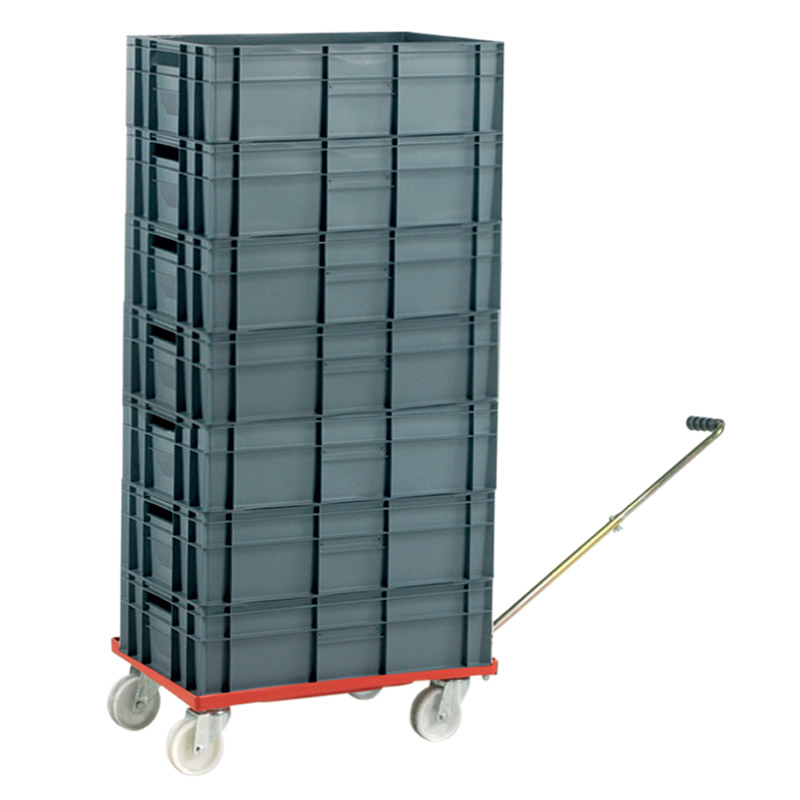 Euro Container Dolly with handle & 7 x 30L Euro Containers - 1340 x 420 x 625