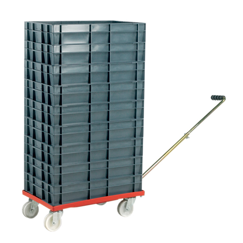Euro Container Dolly with handle & 9 x 22L Euro Containers -1230 x 420 x 625