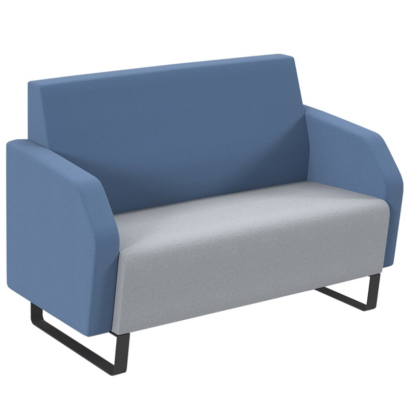 Encore Double Seater Low Back Chair Soft Seating - Late Grey/Range Blue