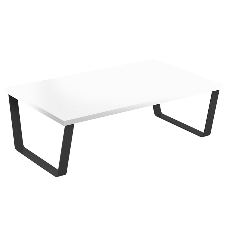 Encore Rectangular Coffee Table with Black Sled Frame and White Finish - 310 x 1000 x 600mm