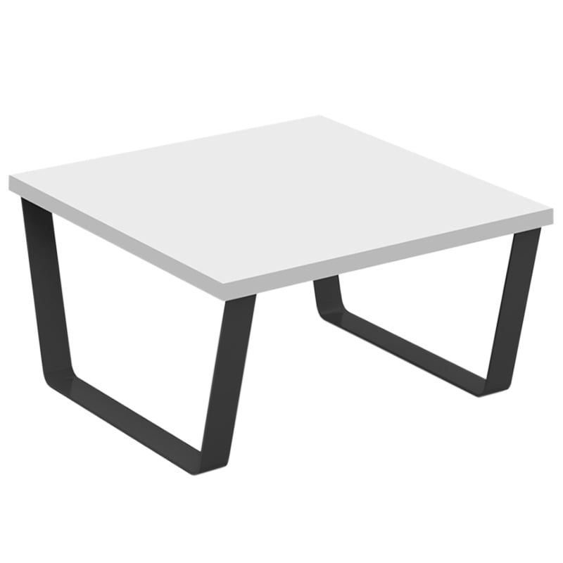 Encore Square Coffee Table with Black Sled Frame and White Top Finish - 310 x 600 x 600mm