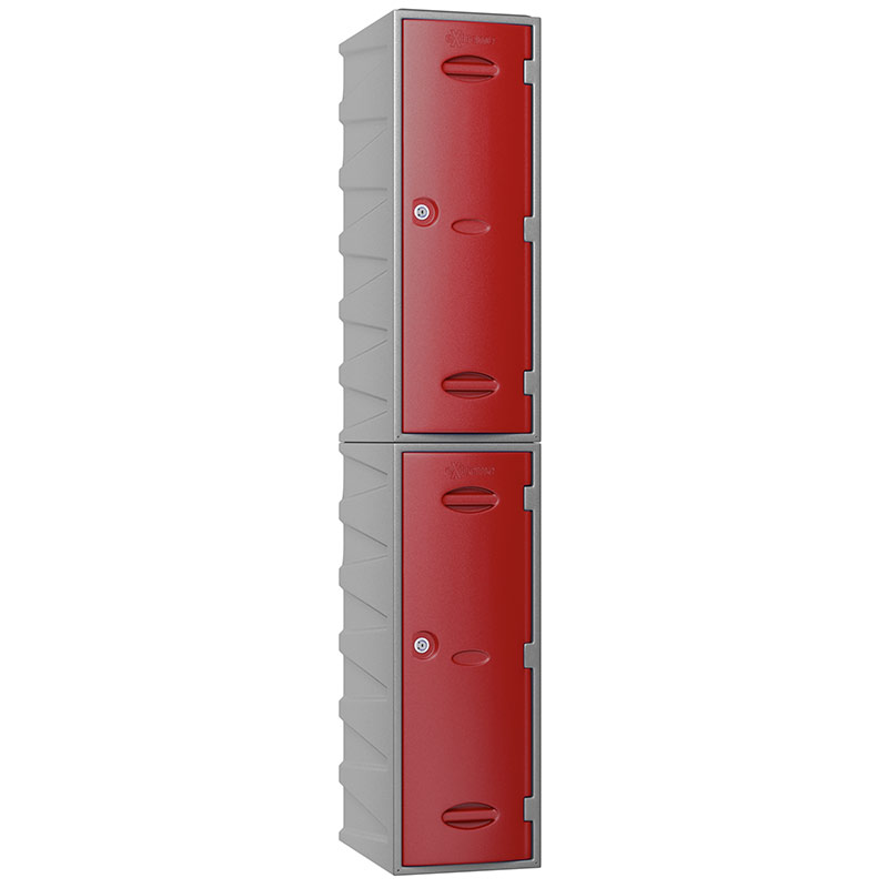2 Tier Extreme Plastic Locker - Red Doors