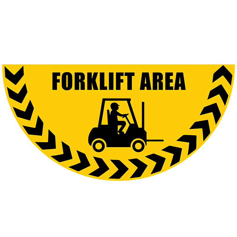 Forklift Area Graphic Floor Marker - Half Circle - W.750mm - Text & Symbol