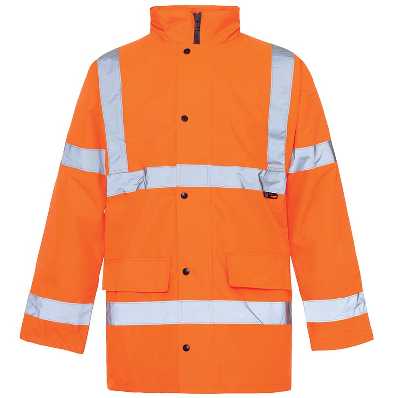 Hi-Vis Fluorescent Orange Parka Jacket - Size Large