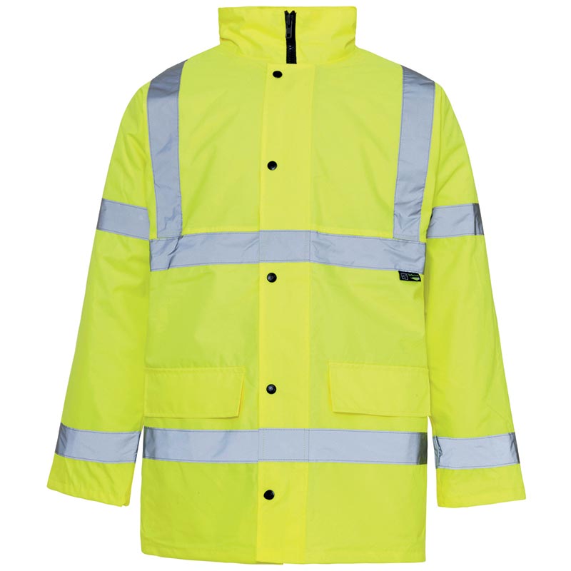 Hi-Vis Fluorescent Yellow Parka Jacket - Size Medium