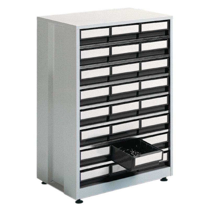 High Density Small Parts Storage Cabinet - 24 Grey Bins - 870 x 605 x 410mm