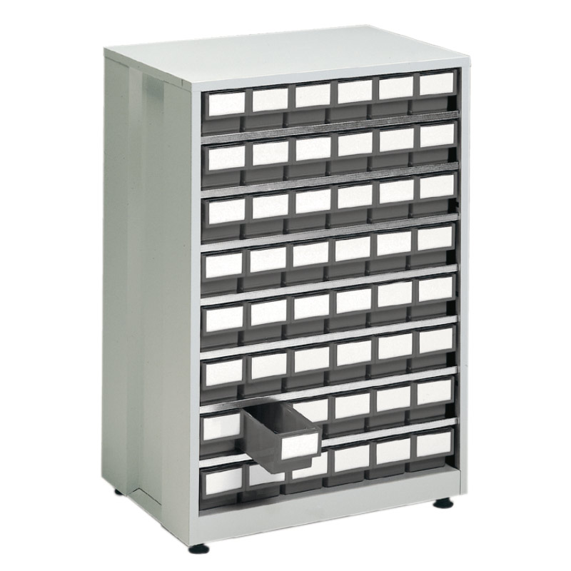 High Density Small Parts Storage Cabinet - 48 Grey Bins - 870 x 605 x 410mm
