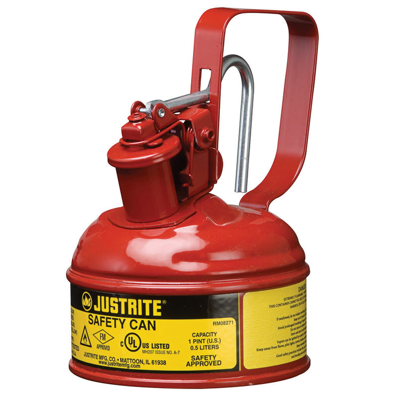 Justrite Metal Safety Can for flammable liquids - 0.5 litre