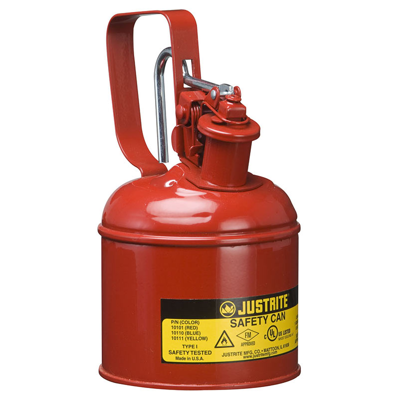 Justrite Metal Safety Can for flammable liquids -  1 litre