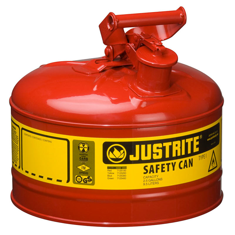 Justrite Metal Safety Can for flammable liquids - 9.5 litre
