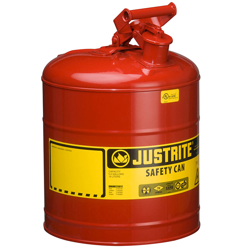 Justrite Metal Safety Can for flammable liquids - 19 litre