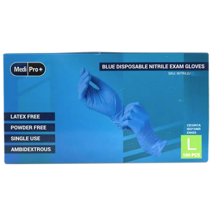 Blue Nitrile Powder-Free Gloves Medical Grade Cat III - Large