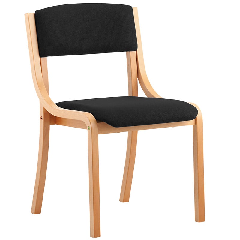 Madrid Wooden Frame Visitor Chair - Black Upholstery