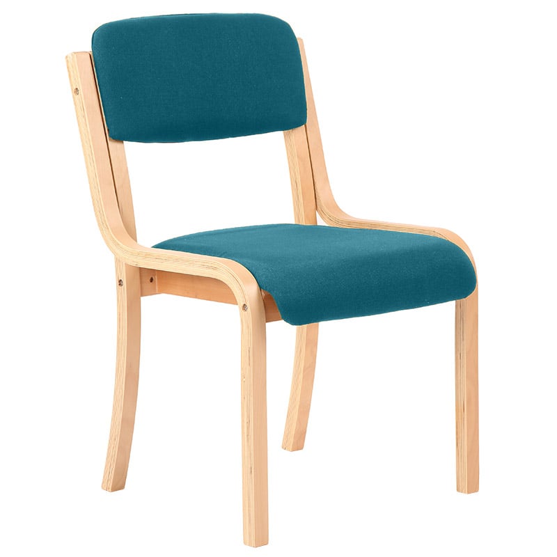 Madrid Wooden Frame Visitor Chair - Maringa Teal Upholstery