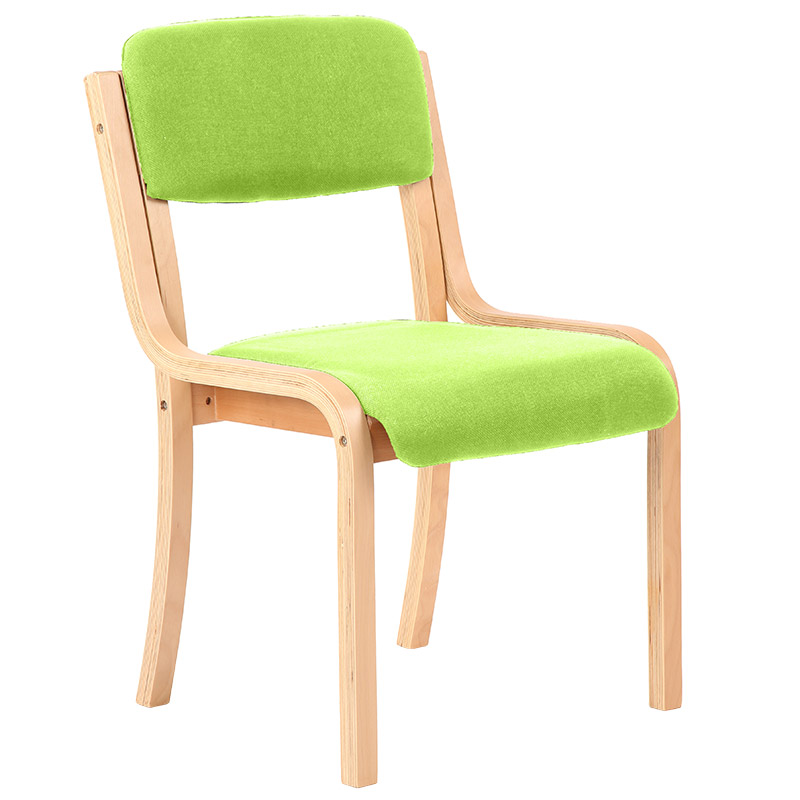 Madrid Wooden Frame Visitor Chair - Myrrh Green Upholstery