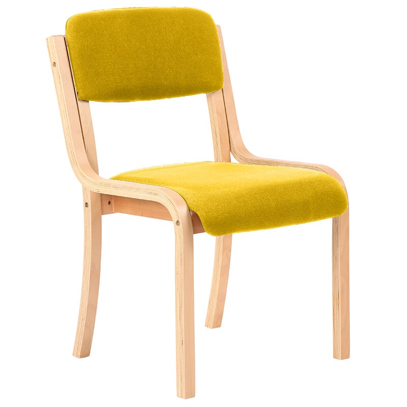 Madrid Wooden Frame Visitor Chair - Senna Yellow Upholstery