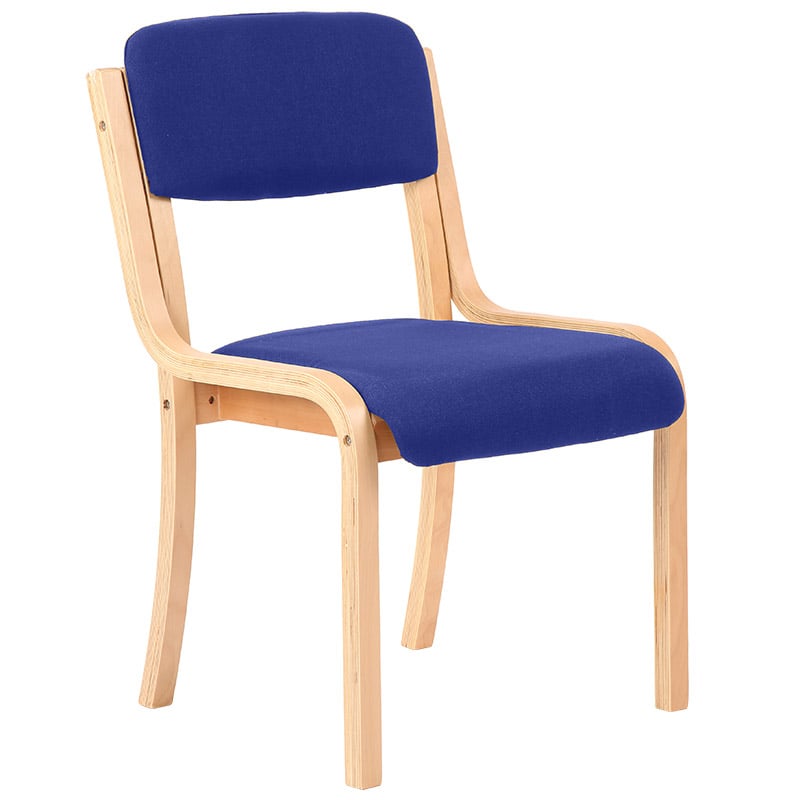 Madrid Wooden Frame Visitor Chair - Stevia Blue Upholstery