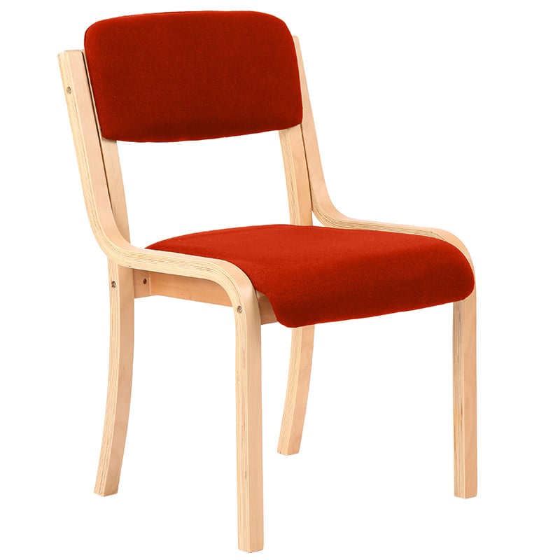 Madrid Wooden Frame Visitor Chair - Tabasco Orange Upholstery