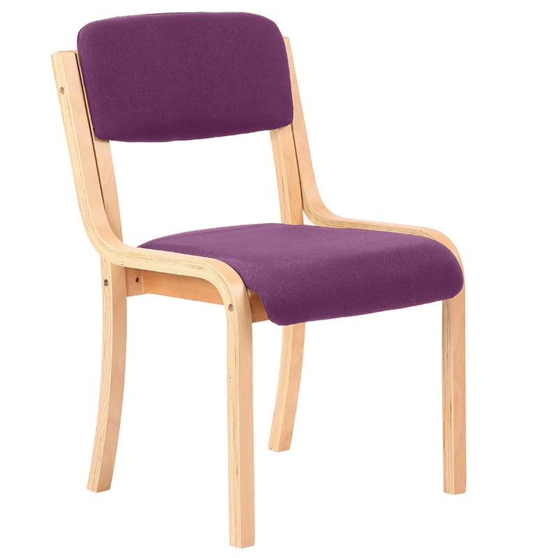 Madrid Wooden Frame Visitor Chair - Tansy Purple Upholstery