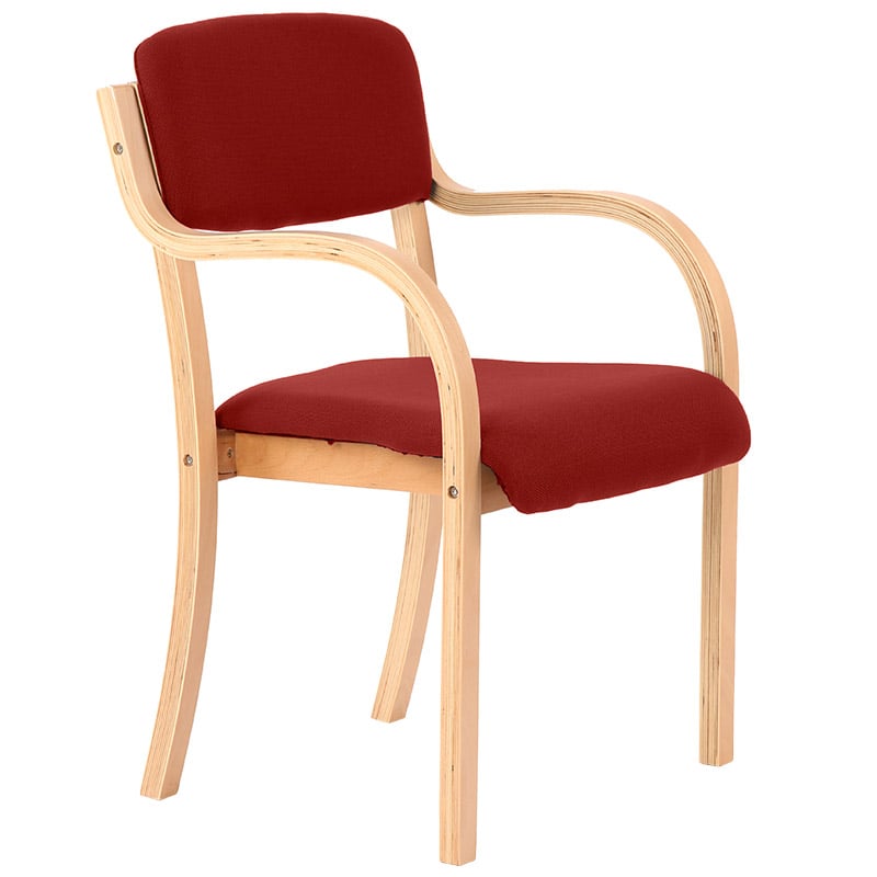 Madrid Wooden Frame Visitor Chair with Arms - Ginseng Chilli Upholstery