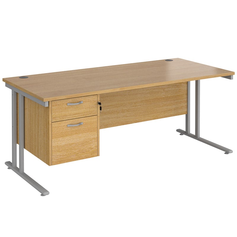 Maestro 25 Desk with Two Drawer Deep Pedestal - 725 x 1800 x 800mm