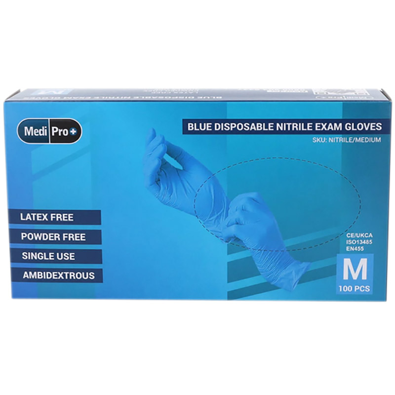 Blue Nitrile Powder-Free Gloves Medical Grade Cat III - Medium