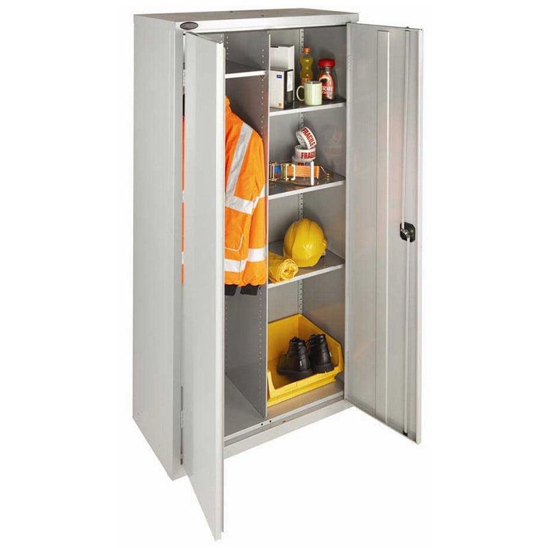 Metal Storage Cupboard - 2 Doors - 4 Shelves & Hanging rail - 1780 x 915 x 460mm