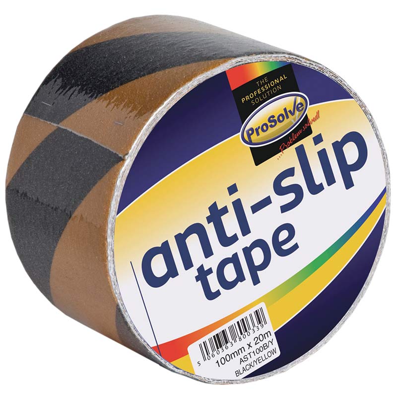 ProSolve Anti-Slip Floor Tape - Black & Yellow Stripe - 100mm x 20m - Pack of 12