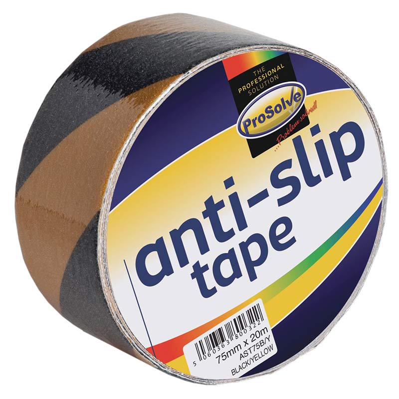 ProSolve Anti-Slip Floor Tape - Black & Yellow Stripe - 75mm x 20m - Pack of 16