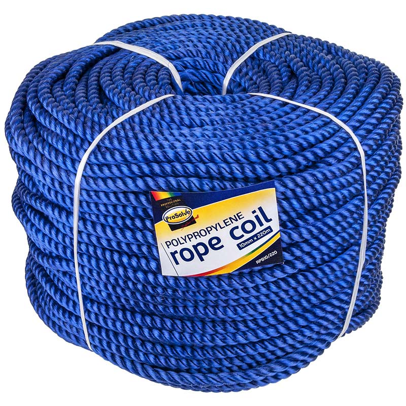 Prosolve 3-Strand Polypropylene Rope Coil - 10mm x 220m - Blue