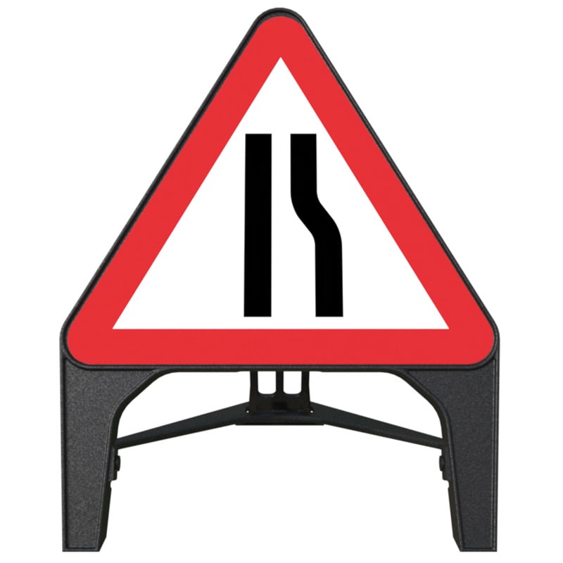 Road Narrows Right 750mm Triangular Q Sign Traffic Sign