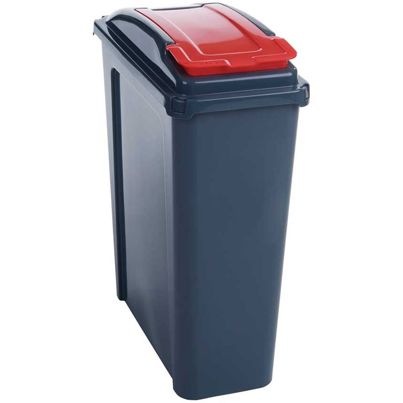 25 Litre Recycling Bin With Red Lid - 510 x 190 x 400mm