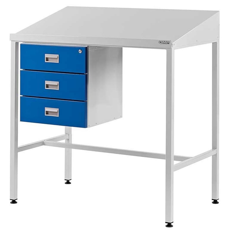 Sloping Top Workstation, Triple Drawer 1060mm H x 1000mm W x 600mm D