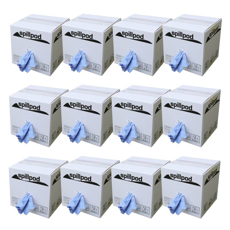 Spillpod Multi-Purpose 2-ply Blue Paper Roll in Dispenser Box - 12 boxes of 420 sheets