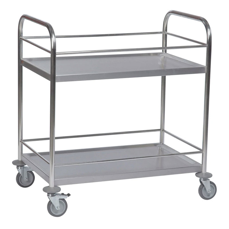 Stainless Steel Trolley with Retaining Bars - 2 Shelves