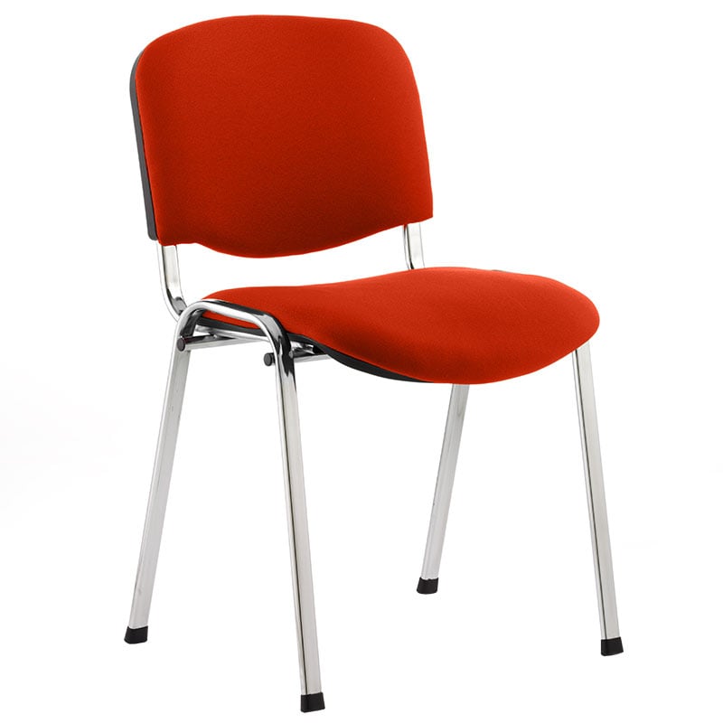 ISO Chrome Frame Stacking Chair - Tabasco Orange Fabric