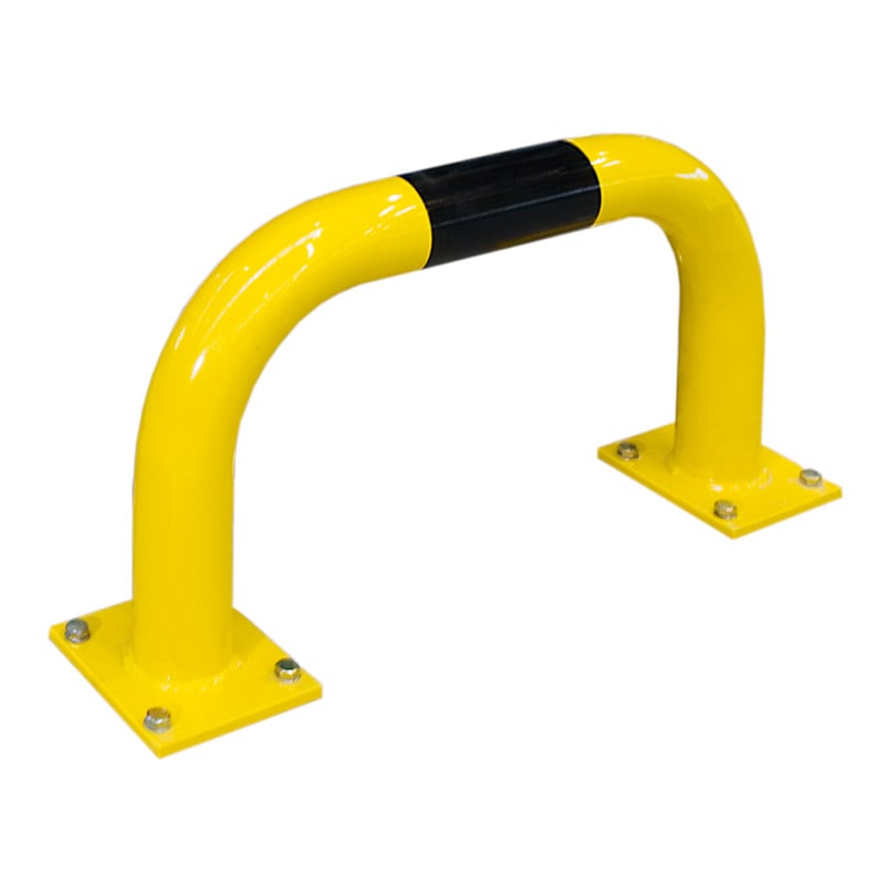Fixed Black & Yellow Warehouse Protection Barrier Rail - 350mm H x 750mm W
