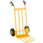 Yellow steel sack truck with folding toeplate