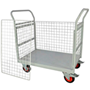 Welded steel mailroom trolley with removable sides