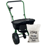 White de-icing salt and spreader bundle