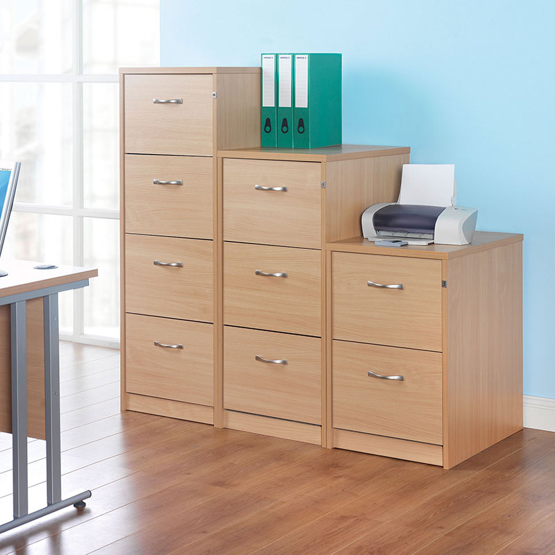 Beech wood-effect filing cabinets