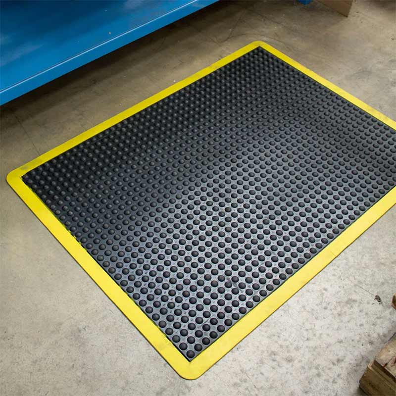 Bubblemat anti-fatigue rubber mat with yellow edge