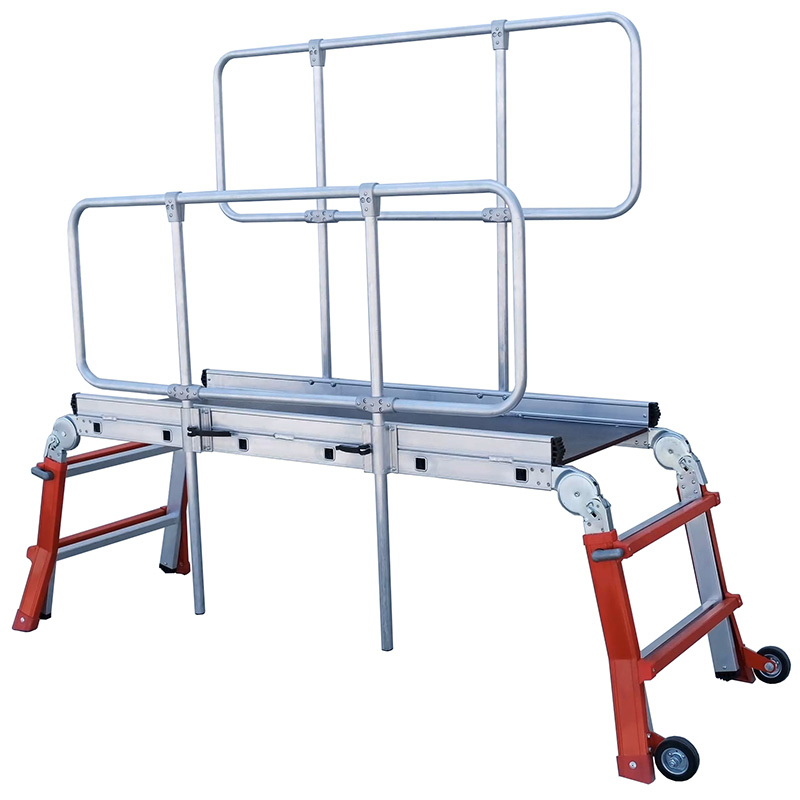 Climb-It work platform with adjustable handrail height 