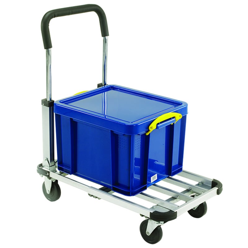 Extending aluminium platform trolley with folding handle