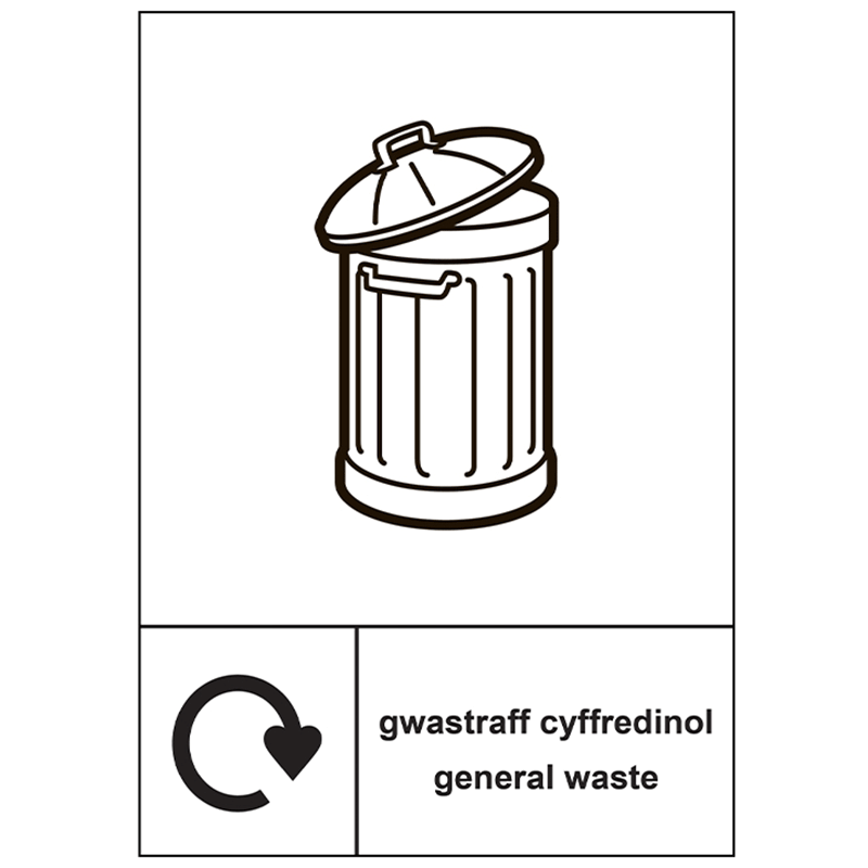 General Waste Sign in Welsh & English language